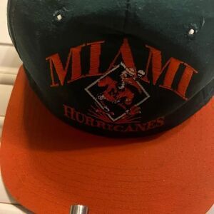 Vintage Miami Hurricanes Snapback Hat Cap NCAA 90s Green Bill Made In USA